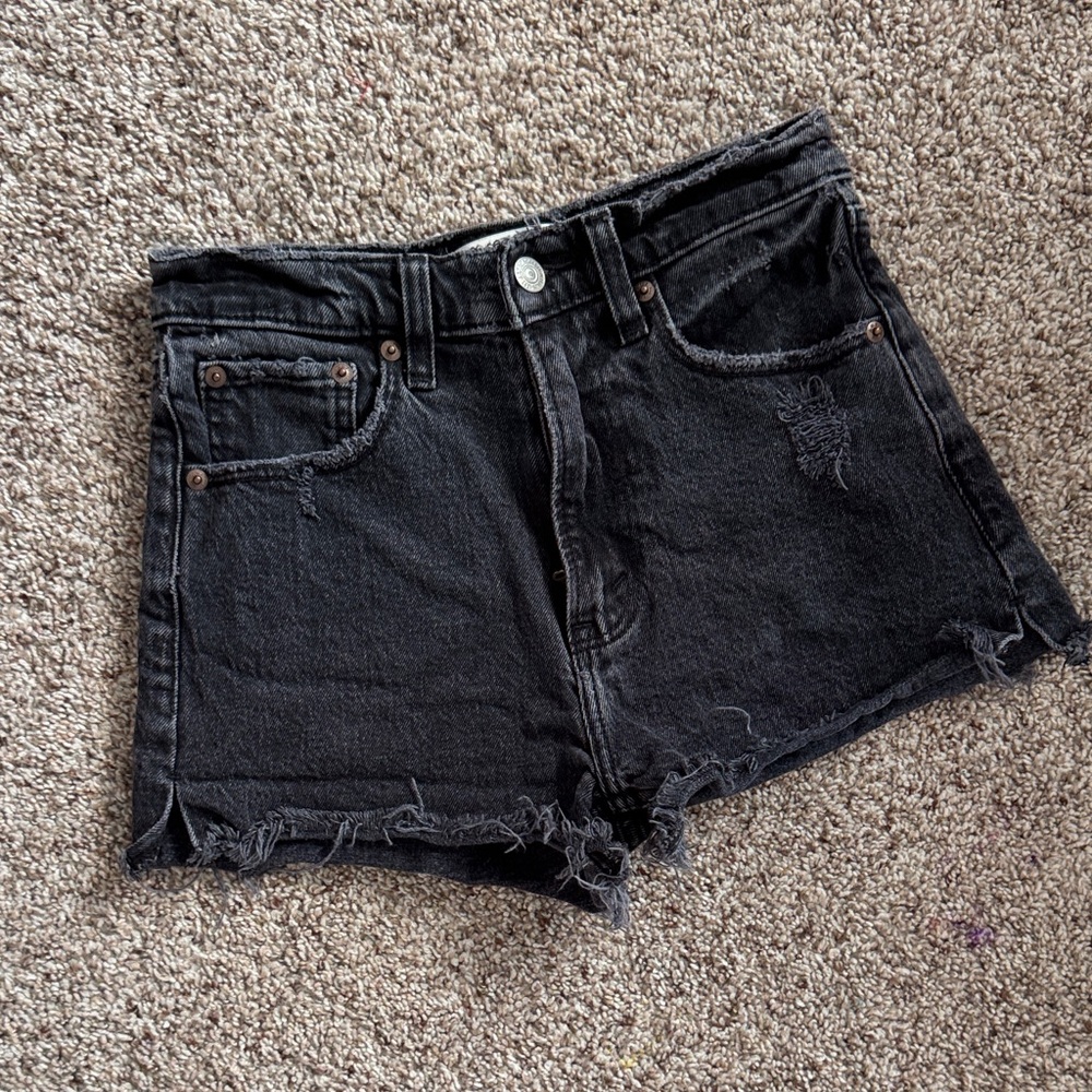 Abercrombie & Fitch Black Distressed Denim Cutoff Shorts